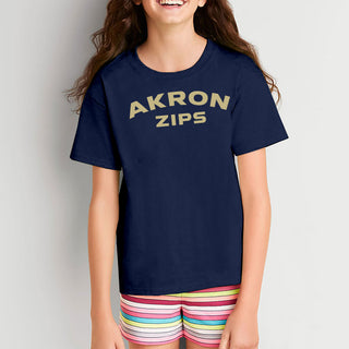 Akron Zips Arch Logo Youth T-Shirt - Navy