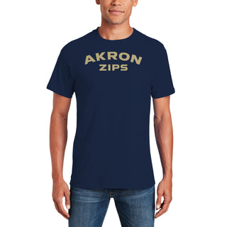 Akron Zips Arch Logo T Shirt - Navy