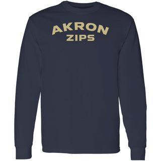 Akron Zips Arch Logo Long Sleeve T Shirt - Navy