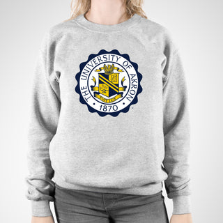 Akron University Seal Crewneck - Sport Grey