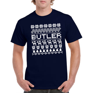 Butler University Bulldogs Ugly Holiday Sweater T-Shirt - Navy