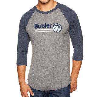 Butler University Bulldogs Basketball Bubble Raglan 3/4 Sleeve - Premium Heather/Vintage Navy
