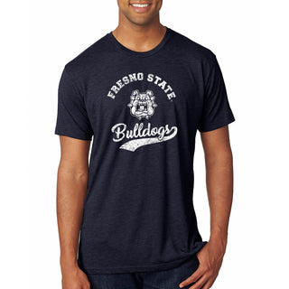 Fresno State Bulldogs Retro Script Premium Triblend T-Shirt - Vintage Navy