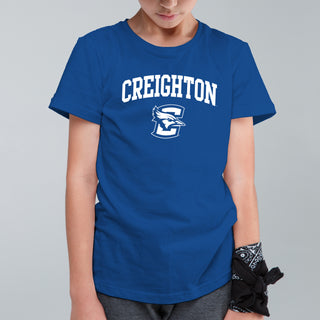Creighton University Bluejays Arch Logo Youth Short Sleeve T Shirt - Royal