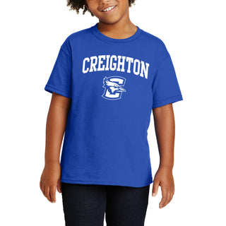 Creighton University Bluejays Arch Logo Youth Short Sleeve T Shirt - Royal