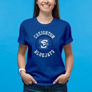 Creighton University Bluejays Distressed Circle Logo Short Sleeve T Shirt - Royal