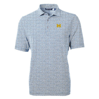 Cutter & Buck Men's Michigan Virtue Eco Pique Botanical Print Recycled Polo Navy