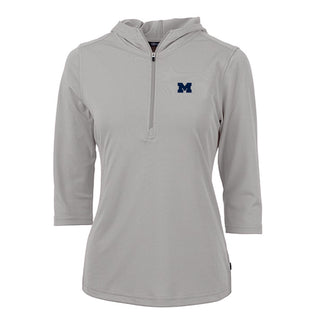 Cutter & Buck Women's Michigan Virtue Eco Pique Recycled Half Zip Pullover Hoodie Gray