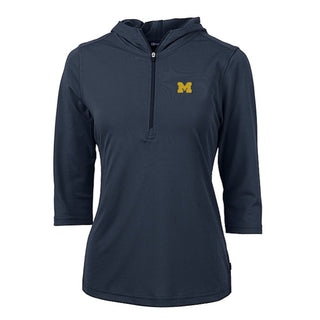 Cutter & Buck Women's Michigan Virtue Eco Pique Recycled Half Zip Pullover Hoodie Navy