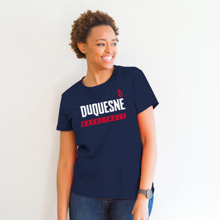 Duquesne Basketball Slant T-Shirt - Navy