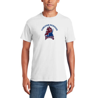 Fairleigh Dickinson University Devils Arch Logo Basic Cotton Short Sleeve T Shirt - White