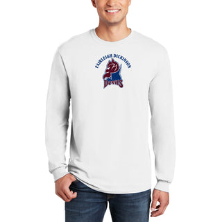 Fairleigh Dickinson University Devils Arch Logo Basic Cotton Long Sleeve T Shirt - White