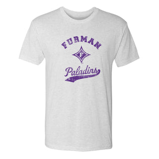 Furman Retro Script Triblend T-Shirt - Heather White