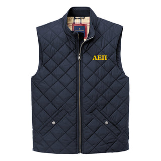 Alpha Epsilon Pi Greek Letter Block LC Brooks Brothers Quilted Vest - Night Navy