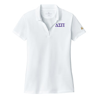 Delta Sigma Pi Greek Letter Block LC Brooks Brothers Women’s Mesh Pique Performance Polo - White