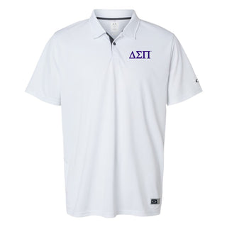 Delta Sigma Pi Greek Letter Block LC Oakley Hydrolix Polo - White