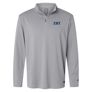 Zeta Beta Tau Greek Letter Block LC Oakley Podium Quarter-Zip - New Granite Heather