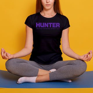 Hunter College Hawks Basic Block Women's T Shirt - Black