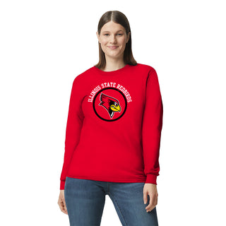 Illinois State Redbirds Distressed Circle Logo Long Sleeve T-Shirt - Red