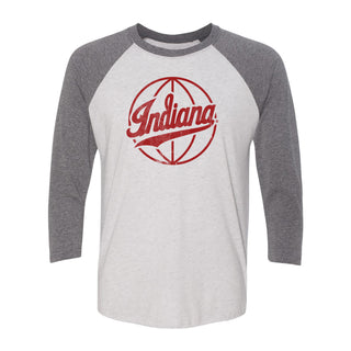 Indiana Script Basketball 3/4 Sleeve Raglan - Htr White/Premium Htr Sleeves