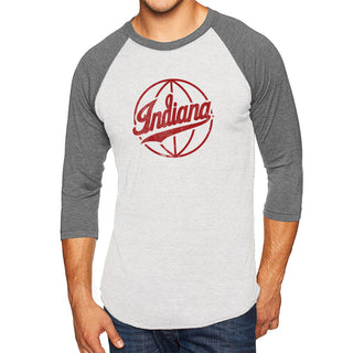 Indiana Script Basketball 3/4 Sleeve Raglan - Htr White/Premium Htr Sleeves
