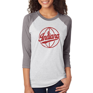 Indiana Script Basketball 3/4 Sleeve Raglan - Htr White/Premium Htr Sleeves