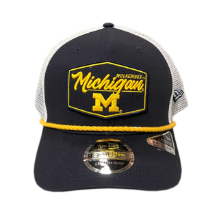 New Era Michigan Wolverines Patch  9SEVENTY Trucker Rope Stretch Snap Navy