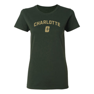 UNC Charlotte Forty-Niners Arch Logo Womens Short Sleeve T Shirt - Forest