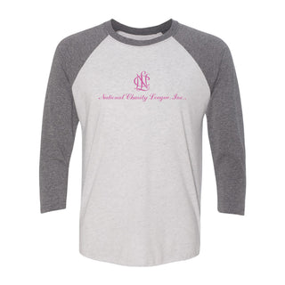 National Charity League Stacked Logo Raglan 3/4 Sleeve Shirt - White/Htr