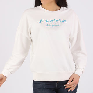 Aasia Laurencin - La Vie Kut Fute Fer Crewneck Sweatshirt - White