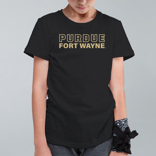 Purdue University Fort Wayne Mastodons Basic Block Youth Short Sleeve T Shirt - Black