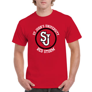 St John's University Red Storm Distressed Circle Logo T-Shirt - Red