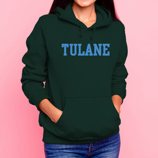 Tulane University Green Wave Basic Block Hoodie - Forest