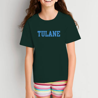 Tulane University Green Wave Basic Block Youth T-Shirt - Forest