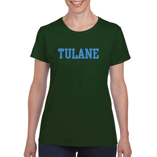 Tulane University Green Wave Basic Block Women's T-Shirt - Forest