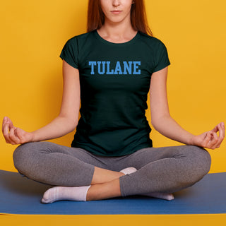 Tulane University Green Wave Basic Block Women's T-Shirt - Forest