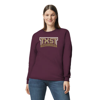 Texas State Bobcats Arch Logo Long Sleeve T-Shirt - Maroon