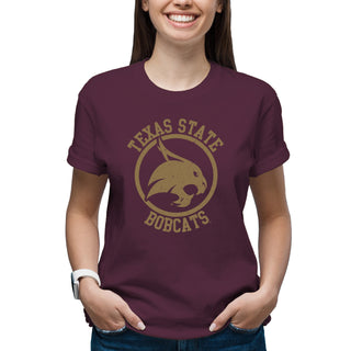 Texas State Bobcats Distressed Circle Logo T-Shirt - Maroon