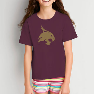 Texas State Bobcats Primary Logo Youth T-Shirt - Maroon