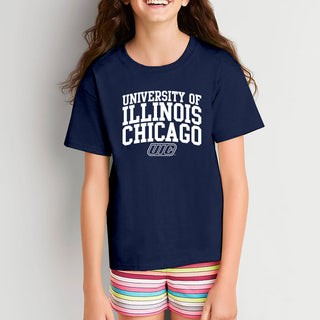University of Illinois at Chicago Flames Arch Logo Youth T-Shirt - Navy