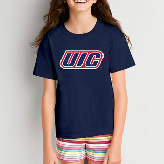 University of Illinois at Chicago Flames Primary Logo Youth T-Shirt - Navy