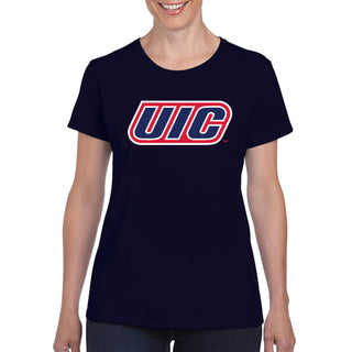 University of Illinois at Chicago Flames Primary Logo Women's T-Shirt - Navy