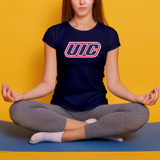 University of Illinois at Chicago Flames Primary Logo Women's T-Shirt - Navy