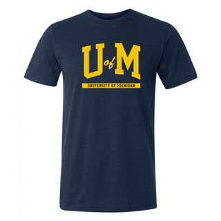Michigan Wolverines Initial Arch Triblend T-Shirt - Navy