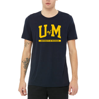 Michigan Wolverines Initial Arch Triblend T-Shirt - Navy