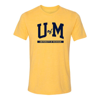 Michigan Wolverines Initial Arch Triblend T-Shirt - Yellow Gold
