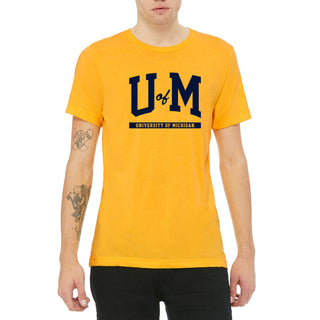 Michigan Wolverines Initial Arch Triblend T-Shirt - Yellow Gold