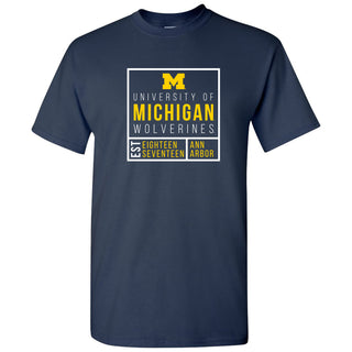 Michigan Box Label T Shirt - Navy