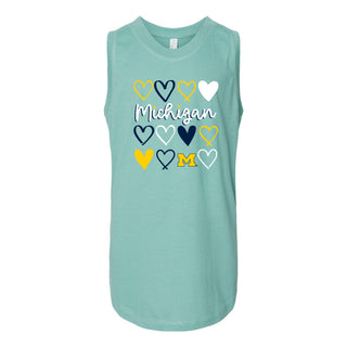Michigan Hearts Girls Relaxed Jersey Tank - Saltwater