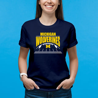 Michigan Football Field Cotton T-Shirt - Navy